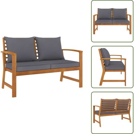 The Living Store Panca da Giardino 120 cm Cuscino Grigio Scuro Legno di Acacia - Panca in legno