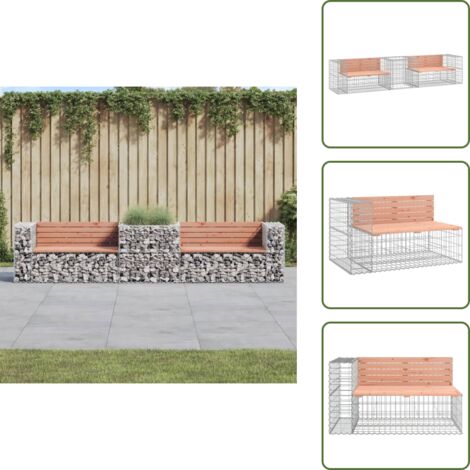 The Living Store Panca da Giardino con Cesto Gabbione Legno Massello di Douglas - Cesto gabbione