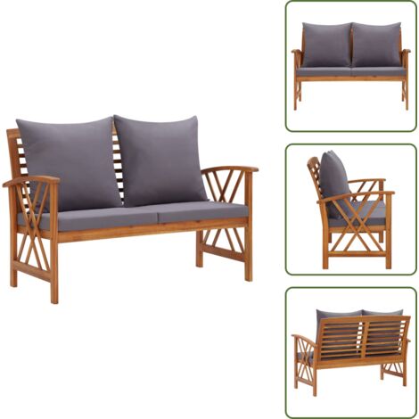 The Living Store Panca da Giardino con Cuscini 119 cm in Massello Acacia - Cuscini da giardino