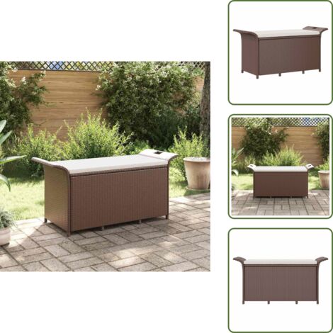 The Living Store Panca da Giardino con Cuscino Marrone 116x46x57cm in Polyrattan - Cuscino da giardino