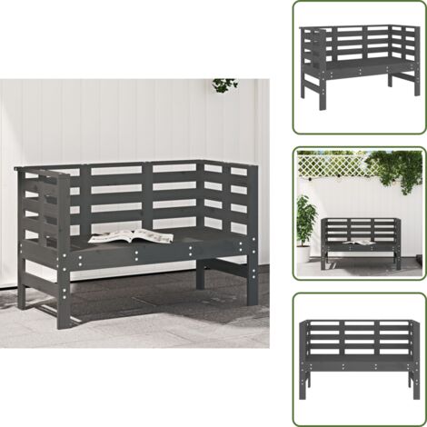 The Living Store Panca da Giardino Grigia 111,5x53x71 cm Legno Massello di Pino - Panca in legno