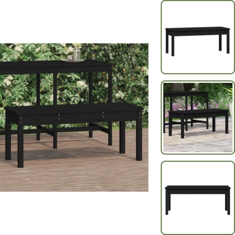 The Living Store Panca da Giardino Nera 109x44x45 cm Legno Massello di Pino - Panca da patio