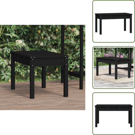 The Living Store Panca da Giardino Nera 80x44x45 cm Legno Massello di Pino - Panca da patio