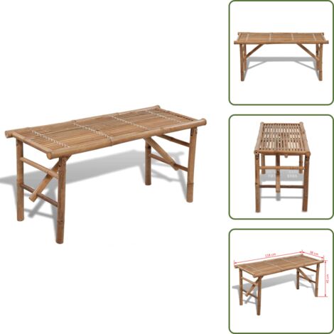 The Living Store Panca da Giardino Pieghevole 118 cm in Bambù - Panca in bambù