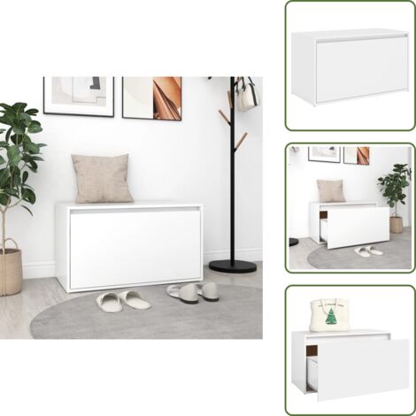 The Living Store Panca da Ingresso 80x40x45 cm Bianca in Truciolato - Truciolato