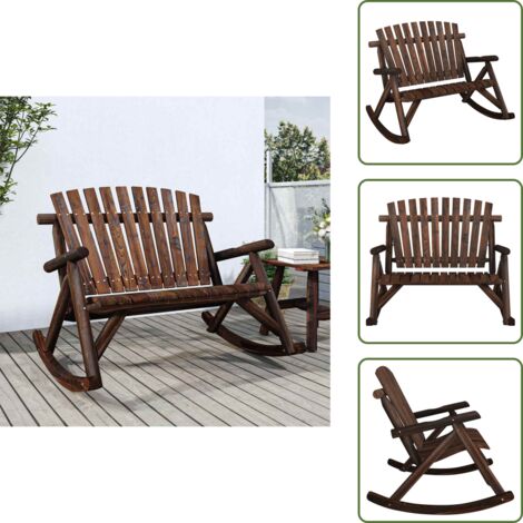 The Living Store Panca Dondolo Giardino 2Posti 123x96x102cm Massello Abete Rosso - Panca a dondolo in legno