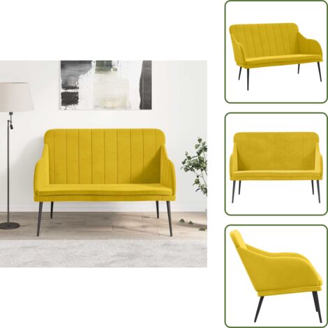 The Living Store Panca Gialla 110x76x80 cm in Velluto - Seduta in velluto