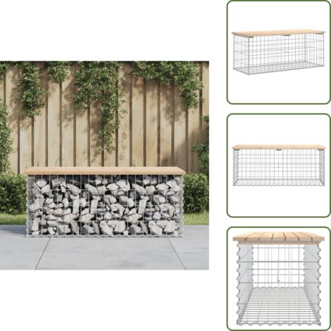 The Living Store Panca Giardino Design Gabbione 103x44x42 cm Legno Massello Pino - Panca da esterno