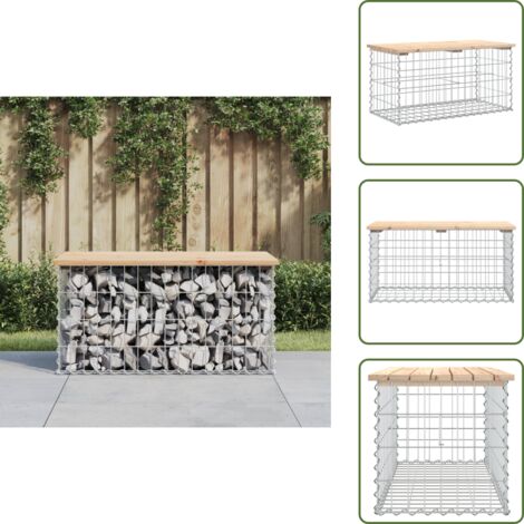 The Living Store Panca Giardino Design Gabbione 83x44x42 cm Legno Massello Pino - Panca da esterno