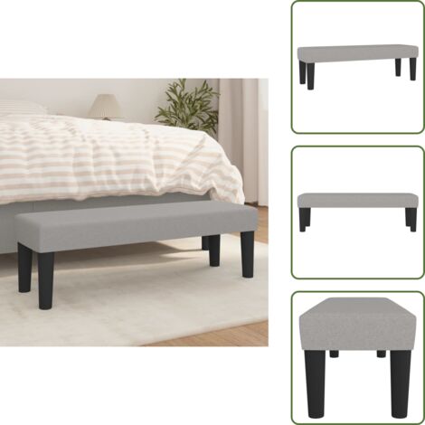 The Living Store Panca Grigio Chiaro 100x30x30 cm in Tessuto - Panca in tessuto