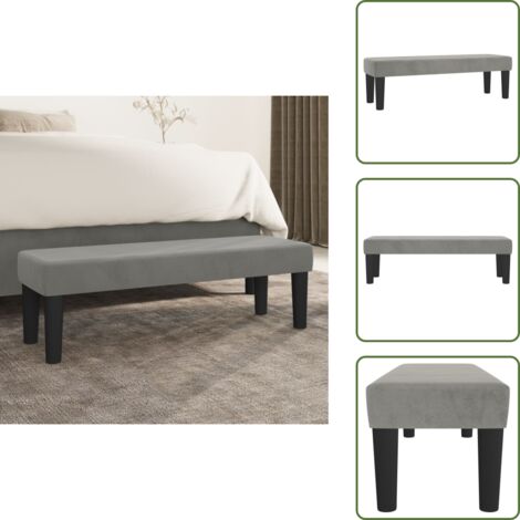 The Living Store Panca Grigio Chiaro 100x30x30 cm in Velluto - Seduta comoda