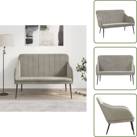 The Living Store Panca Grigio Chiaro 110x76x80 cm in Velluto - Seduta in velluto