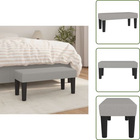 The Living Store Panca Grigio Chiaro 70x30x30 cm in Tessuto - Panca per letto