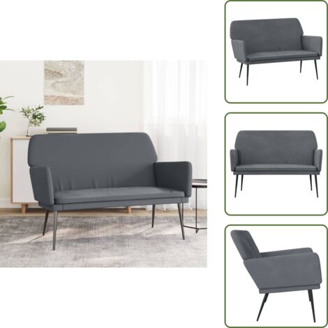 The Living Store Panca Grigio Scuro 108x79x79 cm in Velluto - Seduta in velluto