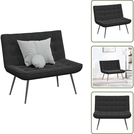 The Living Store Panca Nera 110x74x84 cm in Velluto - Panca nera