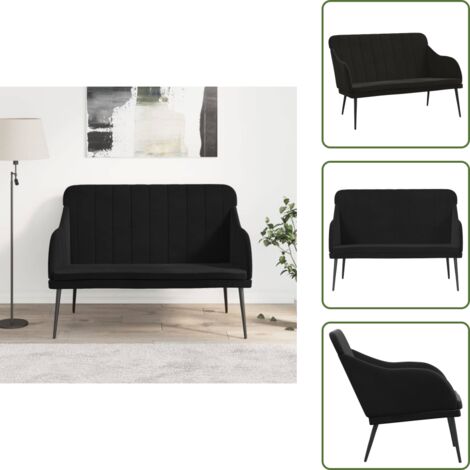 The Living Store Panca Nera 110x76x80 cm in Velluto - Seduta in velluto