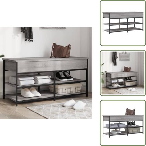The Living Store Panca Porta Scarpe Grigio Sonoma 100x42,5x50 Legno Multistrato - Scarpiera