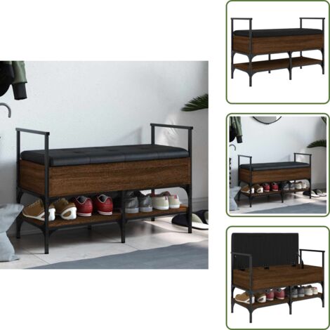 The Living Store Panca Porta Scarpe Rovere Marrone 85,5x42x57,5 cm - Scarpiera