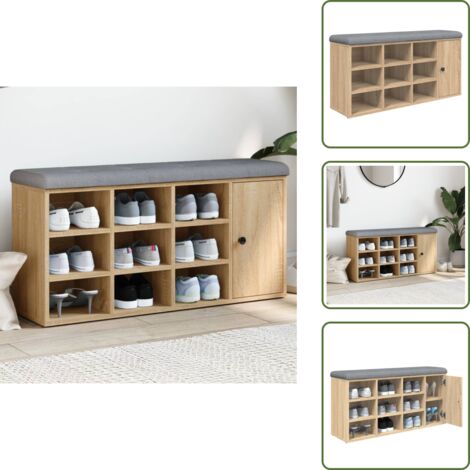 The Living Store Panca Porta Scarpe Rovere Sonoma 102x32x50 cm Legno Multistrato - Panca da corridoio