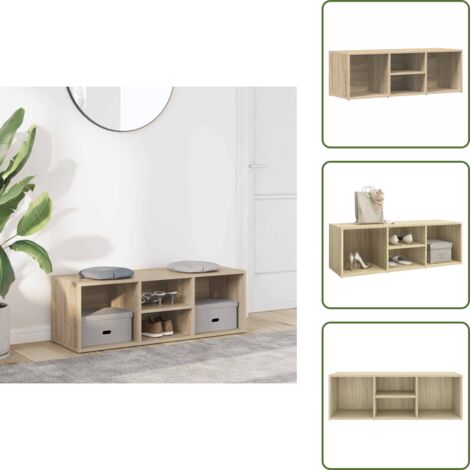 The Living Store Panca Porta Scarpe Rovere Sonoma 105x35x35 cm Legno Multistrato - Scarpiera