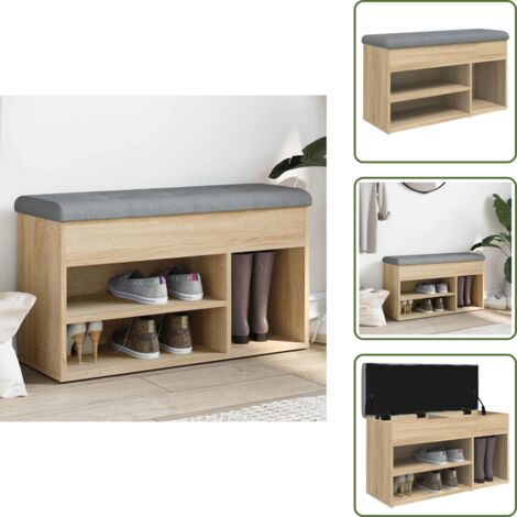 The Living Store Panca Porta Scarpe Rovere Sonoma 82x32x45,5cm Legno Multistrato - Scarpiera