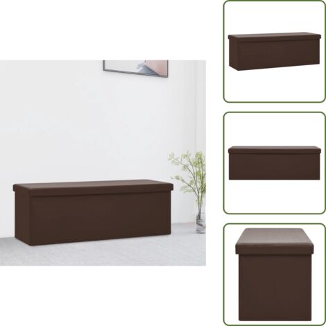 The Living Store Panca Portaoggetti Pieghevole Marrone in PVC - Cassapanca