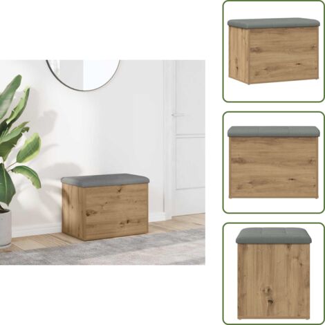 The Living Store Panca Portaoggetti Rovere Artigianale 62x42x45 cm in Truciolato - Panca in truciolato