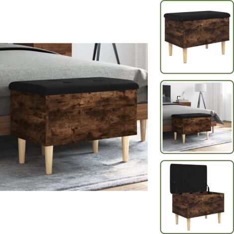The Living Store Panca Portaoggetti Rovere Fumo 62x42x46 cm Legno Multistrato - Panca da corridoio