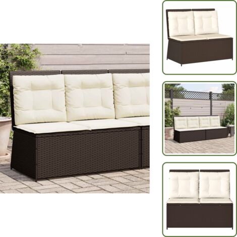 The Living Store Panca Reclinabile da Giardino con Cuscini Marrone in Polyrattan - Seduta da esterno