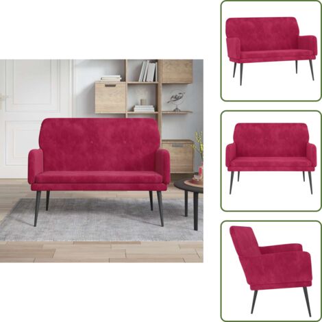 The Living Store Panca Rosso Vino 108x79x79 cm in Velluto - Seduta in velluto