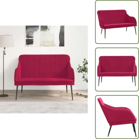 The Living Store Panca Rosso Vino 110x76x80 cm in Velluto - Seduta in velluto