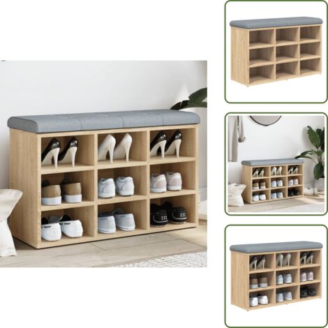 The Living Store Panca Scarpiera Rovere Sonoma 82x32x50 cm Legno Agglomerato - Panca da ingresso