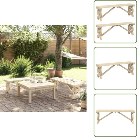 The Living Store Panche da Giardino 2 pz in Legno Massello di Abete - Panca da esterno