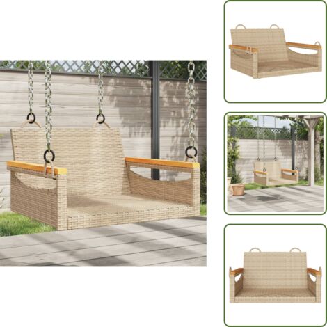 The Living Store Panchina a Dondolo Beige 63x62x40 cm in Polyrattan - Relax all'aperto