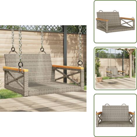 The Living Store Panchina a Dondolo Grigia 63x62x40 cm in Polyrattan - Rattan