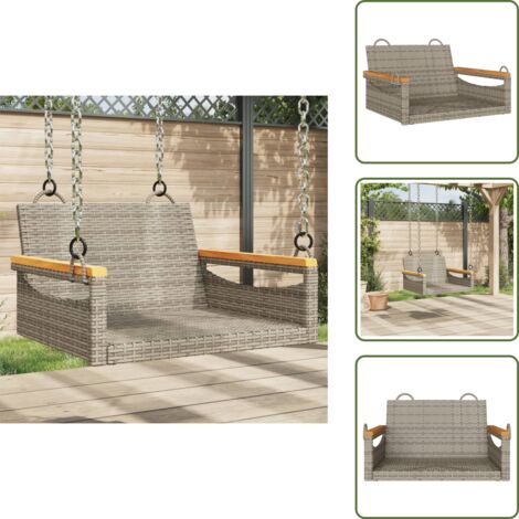 The Living Store Panchina a Dondolo Grigia 63x62x40 cm in Polyrattan - Rattan