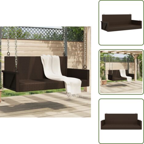 The Living Store Panchina a Dondolo Marrone 119x56x48 cm in Polyrattan - Rattan