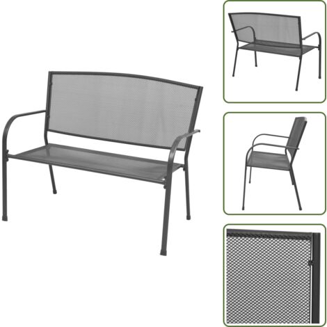 The Living Store Panchina da Giardino 108 cm Acciaio e Rete Antracite - Panchina in acciaio