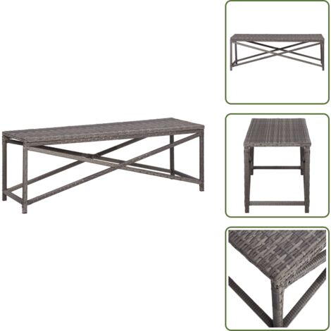 The Living Store Panchina da Giardino 120 cm in Polyrattan Grigio - Panchina da esterno