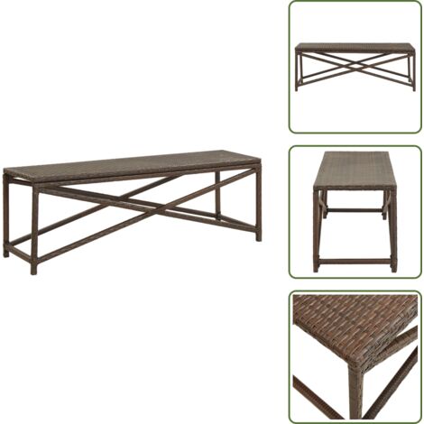 The Living Store Panchina da Giardino 120 cm in Polyrattan Marrone - Panchina da esterno