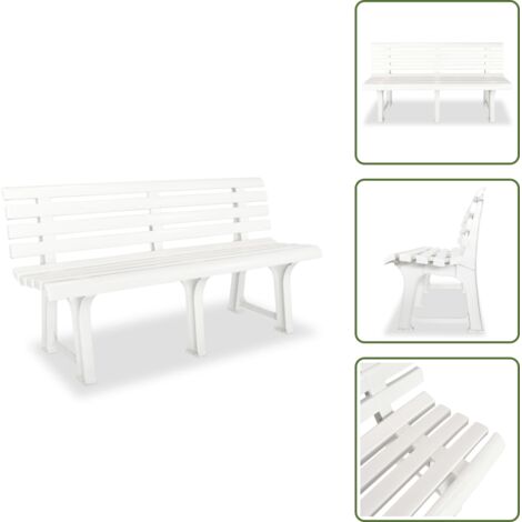 The Living Store Panchina da Giardino 145,5 cm in Plastica Bianca - Panchina da patio