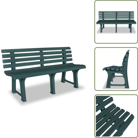 The Living Store Panchina da Giardino 145,5 cm in Plastica Verde - Panca da patio