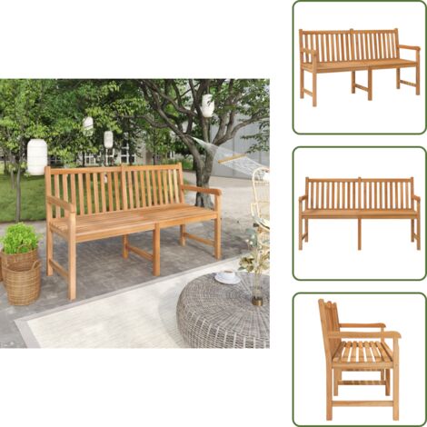 The Living Store Panchina da Giardino 150 cm in Legno Massello di Teak - Panca in teak