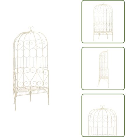 The Living Store Panchina da Giardino 95 cm in Ferro Bianco Anticato - Panchina in ferro