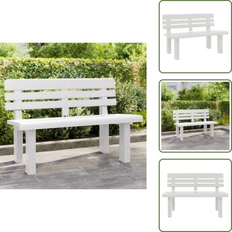 The Living Store Panchina da Giardino Bianca 110x52x71 cm in Polipropilene - Seduta da giardino