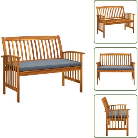 The Living Store Panchina da Giardino con Cuscino 119 cm Legno Massello d'Acacia - Panca in legno