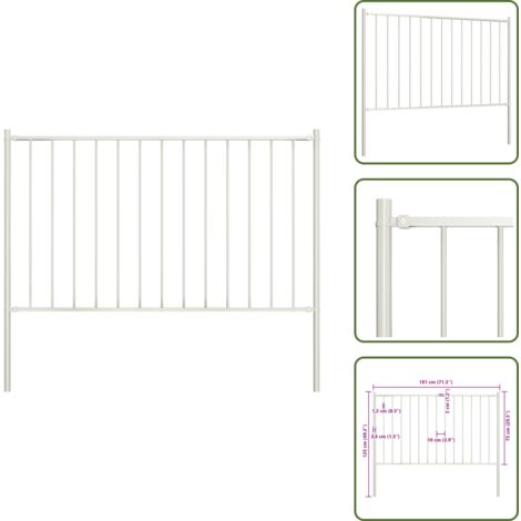 The Living Store Panel de valla Woerden con postes de acero, 1,7 x 0,75 m, blanco - Valla de acero