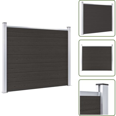 The Living Store Panel de valla WPC negro 180x146 cm - Valla de seguridad