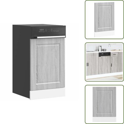 The Living Store Panel para lavavajillas Porto madera contrachapada gris sonoma - Madera contrachapada
