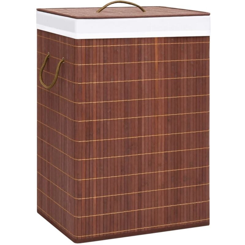 Panier à linge avec 2 sections bambou marron 72 L - The Living Store